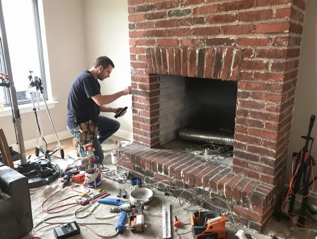 Medway Chimney Sweep specialist finalizing chimney liner service in Medway, MA