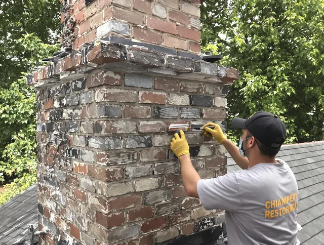 In-progress chimney restoration by Medway Chimney Sweep in Medway, MA