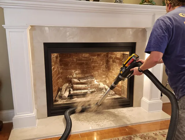 Fireplace cleaning performed by Medway Chimney Sweep in Medway, MA