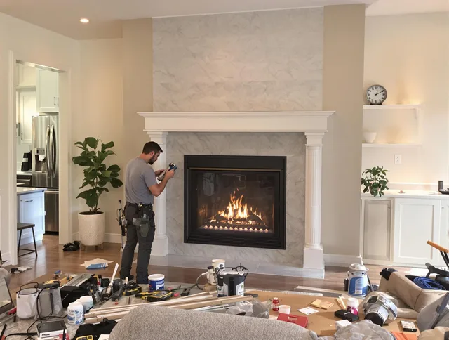 Newly installed fireplace by Medway Chimney Sweep in Medway, MA
